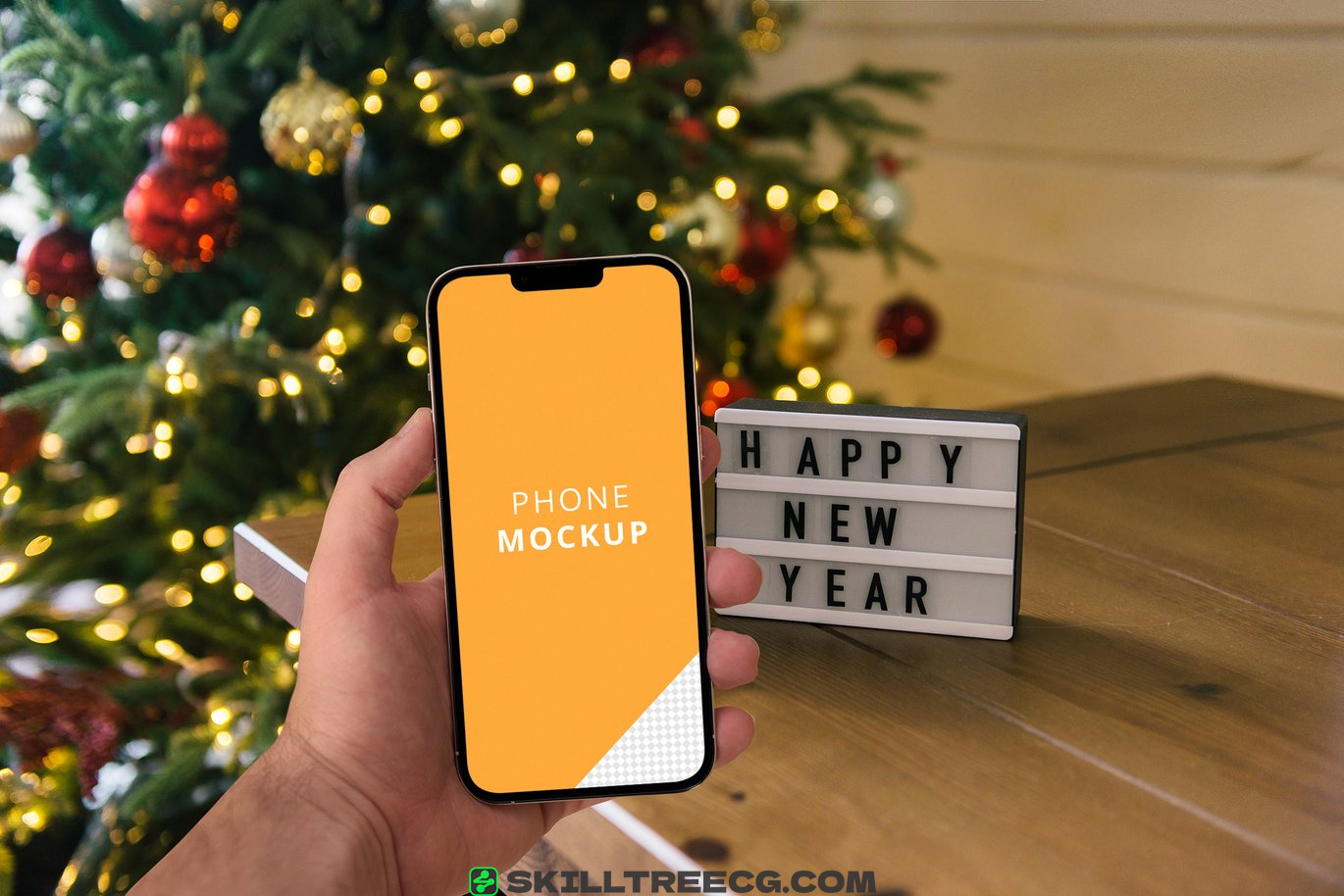 图片[2]-iPhone 13 Pro Max Hand Christmas New Year Mockup（861479）-技能树